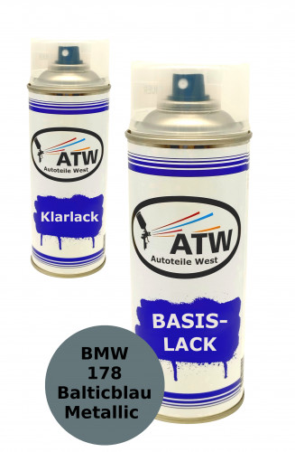 Autolack für BMW 178 Balticblau Metallic+400ml Klarlack Set